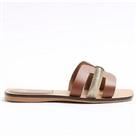 River Island Wide Fit Cut Out Leather Sandal - Light Brown