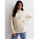 New Look Off White Ribbed Knit High Neck Jumper