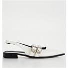 Raid Ichika Crinkle Patent Buckle Detail Sling Back Shoes - White