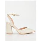 Raid Wide Fitting Pointed Front Heeled Sandal - Cream Lizzard