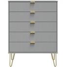 Swift Andie Ready Assembled 5 Drawer Chest - Grey