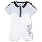 Boss Newborn Baby Boys Colour Block Polo Romper - White