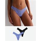 New Look Two Pack Animal Print Lace Thongs - Print