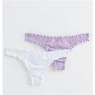 New Look 2 Pack Lilac And White Cotton Frill Thongs
