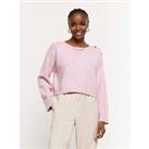 River Island Cropped Button Jumper - Light Pink