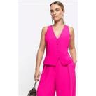 River Island Button Up Waistcoat - Bright Pink