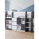 Julian Bowen Saturn Mid Sleeper Bed With Desk, Drawers And Shelving - Anthracite