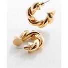 Mango Gold Press Stud Crossover Hoop Earrings
