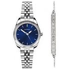 Sekonda Classic Gift Set Womens 26Mm Analogue Watch With Blue Dial, Silver Stainless Steel Bracelet 
