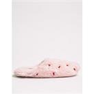 Boux Avenue Heart Embroidered Mule - Pink