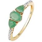 Love Gem 9Ct Yellow Gold Natural Emerald And Diamond Trilogy Ring