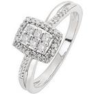 Love Diamond 9Ct White Gold 0.25Ct Natural Diamond Pave Halo Crossover Engagement Ring