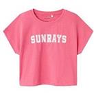Name It Girls Sunrays Cropped Short Sleeve Tshirt - Camelia Rose