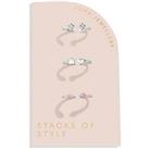Joma Jewellery Stacks Of Style , Pink Enamel , Silver , Set Of 3 Rings