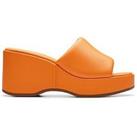 Clarks Manon Glide Leather Wedged Sandals - Orange