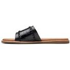 Clarks Maritime Mule Leather Slider Sandals - Black