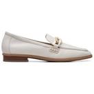 Clarks Sarafyna Iris Leather Chain Front Loafers - White
