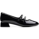 Clarks Daiss30 Shine Double Strap Patent Mary Janes - Black