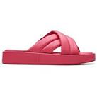Clarks Alda Glide Leather Sliders - Bright Pink