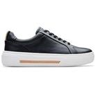 Clarks Hollyhock Walk Leather Metallic Lace Up Trainers - Black