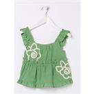 Fatface Girls Flower Embroidered Cami Top - Green