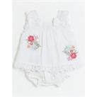 River Island Baby Baby Girls Embroidered Top And Bloomers - White