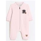 River Island Baby Baby Girls Bear Zip Up All In One - Pink