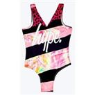 Hype Girls Multi Dark Pink Stripe Swimsuit