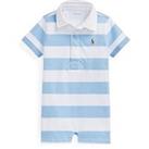 Ralph Lauren Baby Boys Stripe Polo Shortall - Office Blue/White Multi