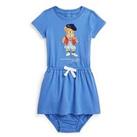 Ralph Lauren Baby Girls Bear Jersey Dress - New England Blue