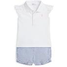 Ralph Lauren Baby Girls Polo Short Sleeve T-Shirt And Short Set - Blue/White