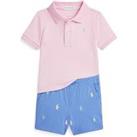 Ralph Lauren Baby Boys Short Sleeve Polo Shirt And Short Set - Garden Pink
