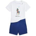 Ralph Lauren Baby Boys Pony Short Sleeve T-Shirt And Short Set - White Multi