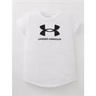 Under Armour Junior Girls Sportstyle Logo Short Sleeve T-Shirt - White/Black