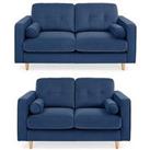 Very Home Heaton 3 + 2 Fabric Sofas (Buy & Save!) - Navy