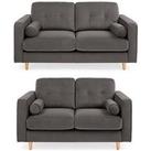 Very Home Heaton 3 + 2 Fabric Sofas (Buy & Save!) - Dark Grey