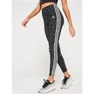 Adidas Sportswear Womens Leopard Print 3 Stripe Leggings - Grey
