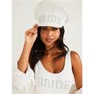 Six Stories Bride Sequin Captain Hat - White