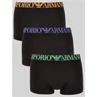 Emporio Armani Bodywear Shiny Logoband 3 Pack Trunks - Black