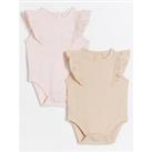 River Island Baby Baby Girls Ribbed Bodysuits 2 Pack - Pink