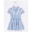 River Island Mini Mini Girls Stripe Belted Shirt Dress - Blue
