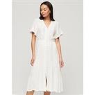 Superdry Embroidered Tiered Midi Dress - White