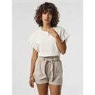Only Frill Sleeve T-Shirt - White