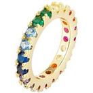 The Love Silver Collection 18Ct Gold Plated Sterling Silver Rainbow Cz Eternity Ring