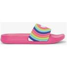 Hatley Girls Rainbow Heart Slide On Sandals - Pink