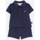 River Island Baby Baby Boys Polo Top And Shorts Set - Navy