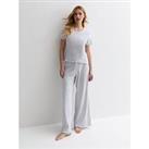 New Look Pale Grey Love Logo Trouser Pyjama Set