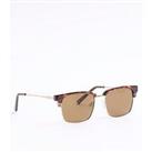 River Island Tort Gold Clubmaster Sunglasses - Brown