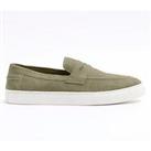River Island Suede Cupsole Loafer - Green