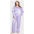Chelsea Peers Curve Satin Printed Button Up Pyjama Set - Lilac